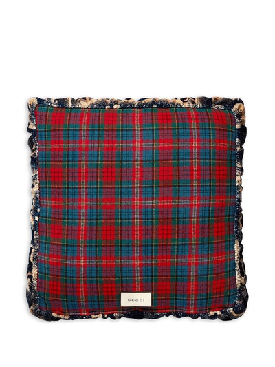 Shop Gucci Velvet Square G Cloud Jacquard Cushion In Blue