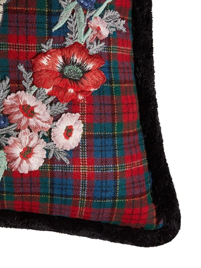 Shop Gucci Butterfly Check Wool Cushion In Black