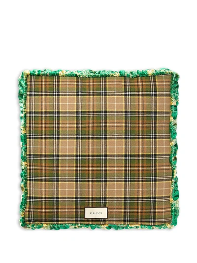 Shop Gucci Velvet Square G Cloud Jacquard Cushion In Green