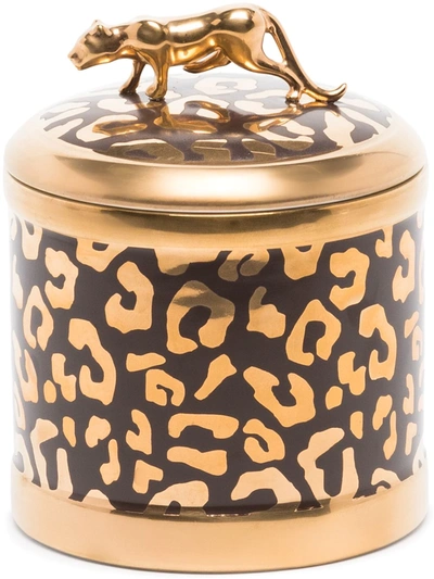 Shop L'objet Leopard Candle 10x11cm In Gold
