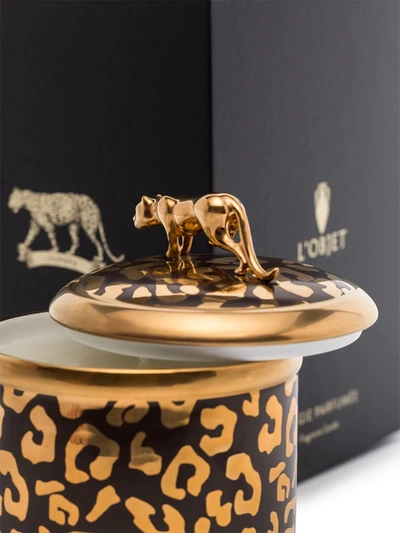 Shop L'objet Leopard Candle 10x11cm In Gold