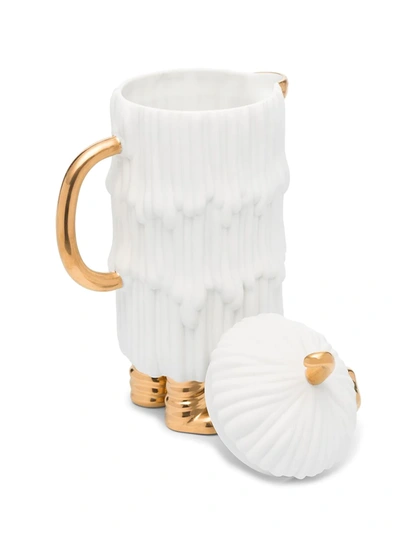 L'objet Haas Djuna Porcelain And Gold-plated Carafe In White