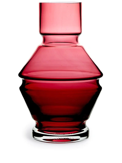 Shop Raawi Relæ Glass Vase (26cm) In Red