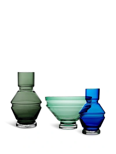 Shop Raawi Relæ Glass Vase (18cm) In Blue