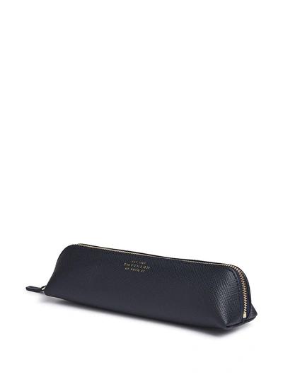 Smythson Panama Pencil Case In Blue
