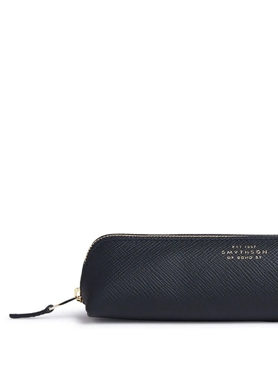 Shop Smythson Panama Pencil Case In Blue