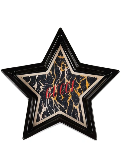Shop Gucci Logo-print Star Tray In Black