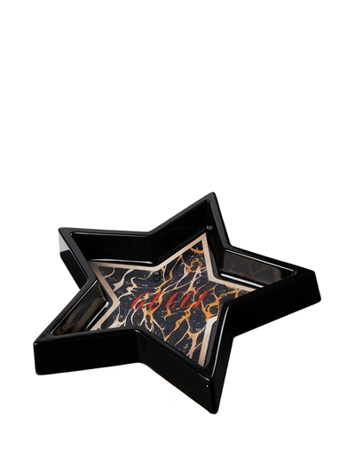 Shop Gucci Logo-print Star Tray In Black