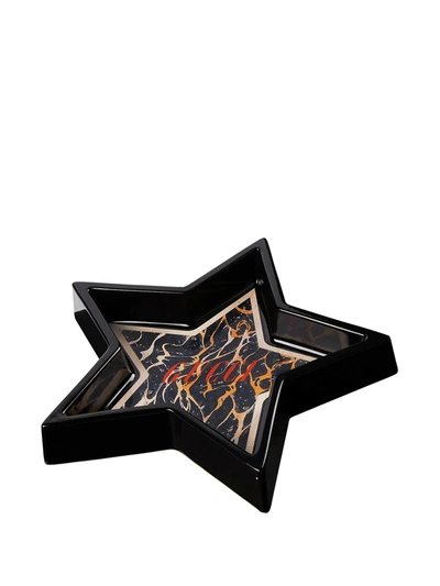 Gucci Hand Painted Marble Effect Star Tray In Black
