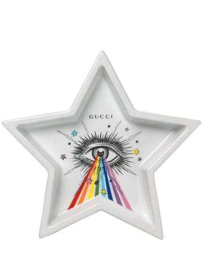 Shop Gucci Star Eye Logo Tray In White