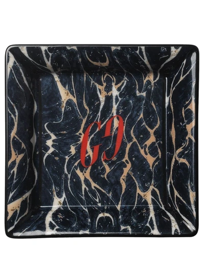 Shop Gucci Marble-print Logo Tray In Black