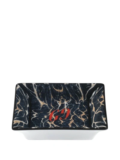 Shop Gucci Marble-print Logo Tray In Black