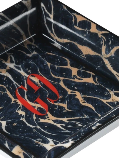 Gucci Hand-painted Marble Effect Tray In Black