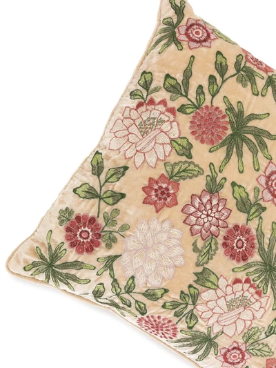 Shop Anke Drechsel Embroidered Floral Cushion In Neutrals