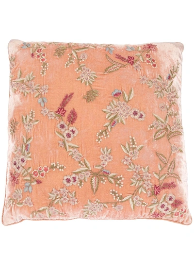 Shop Anke Drechsel Embroidered Floral Cushion In Pink