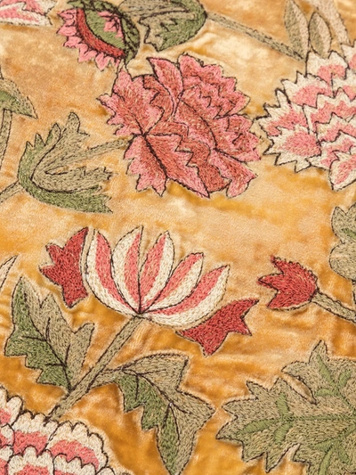 Shop Anke Drechsel Embroidered Floral Cushion In Orange