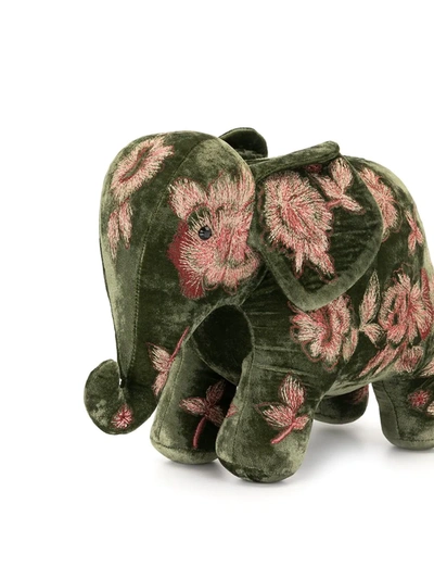 Shop Anke Drechsel Silk Elephant Soft Toy In Green