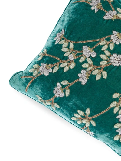 Shop Anke Drechsel Embroidered Floral Cushion In Green