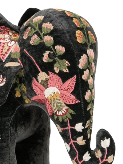 Shop Anke Drechsel Embroidered Elephant Soft Toy In Black