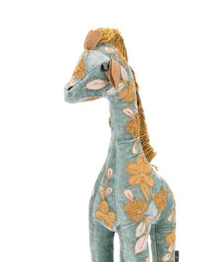 Shop Anke Drechsel Embroidered Giraffe Soft Toy In Blue