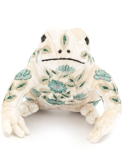 Shop Anke Drechsel Embroidered Frog Soft Toy In White