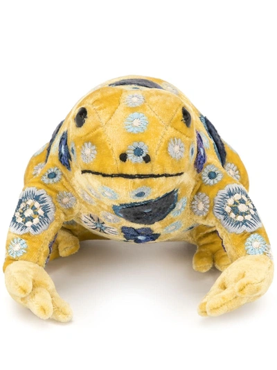 Shop Anke Drechsel Embroidered Frog Soft Toy In Yellow