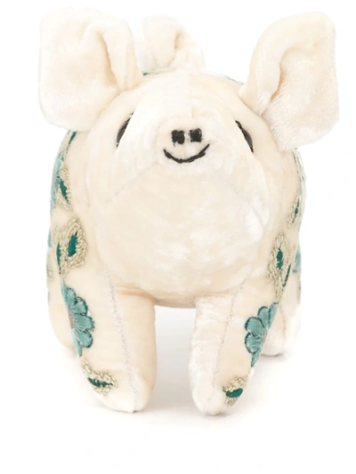 Shop Anke Drechsel Embroidered Pig Soft Toy In White