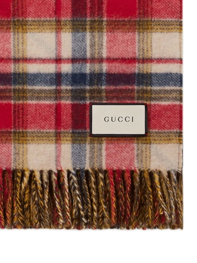 Gucci Gg Plaid Throw Blanket In Red