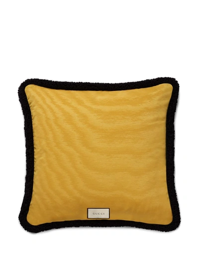 Shop Gucci Fawn Check Wool Cushion In Brown