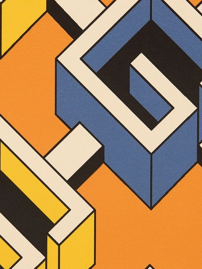 Shop Gucci Geometric G Print Wallpaper In Orange