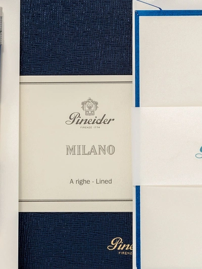 Shop Pineider Milano Essential Stationery Kit In Blue