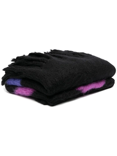 Shop Off-white Mohair Fringed Blanket In Black