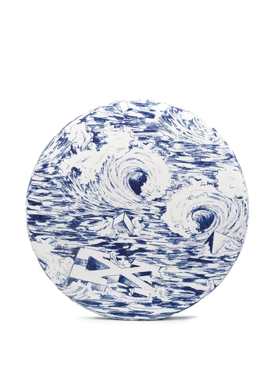 Shop Off-white Wave Print Stool In White