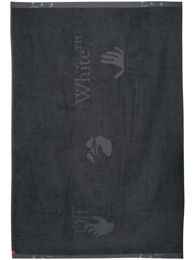 Shop Off-white Embroidered Logo Bath Towel In Grey