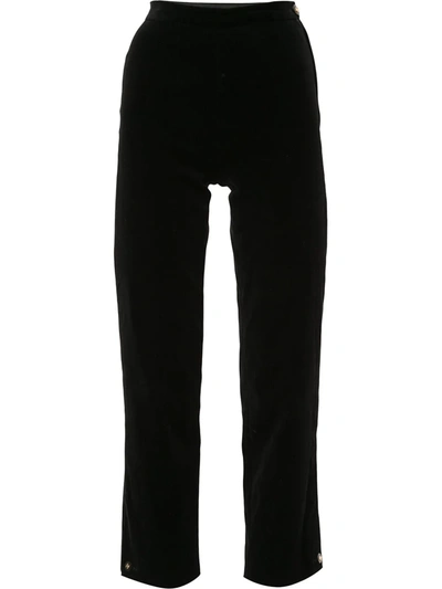 Pre-owned Chanel High-waisted Cropped Trousers In Black