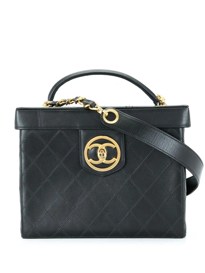 Pre-owned Chanel 1992 Cc Vanity 2way Bag In Black