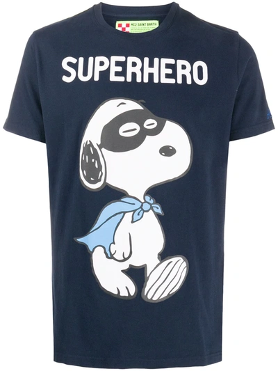 Shop Mc2 Saint Barth Superhero Print T-shirt In Blue