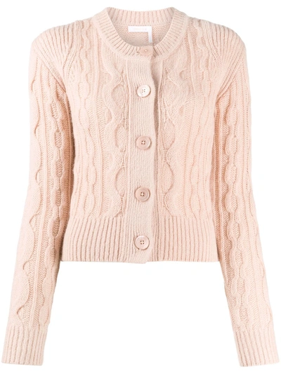 Shop See By Chloé Cable Knit Cardigan In Pink