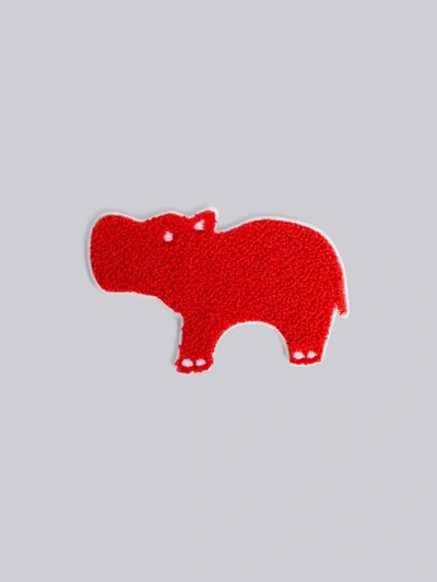 Shop Thom Browne Red Felt Hippo Icon Bag Patch In 600 - Red