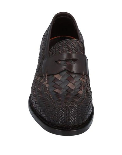 Shop Santoni Loafers In Dark Brown