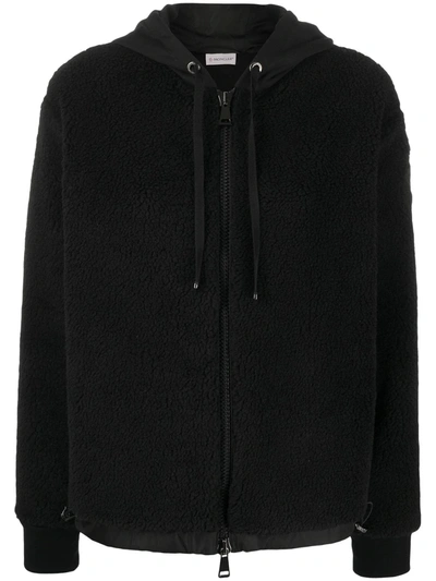Shop Moncler Fleece Pattern Zip-up Jacket In Black