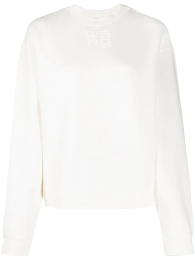 Shop Alexander Wang T Embossed Logo Sweater In White