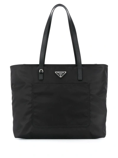 Shop Prada Logo-plaque Tote Bag In Black