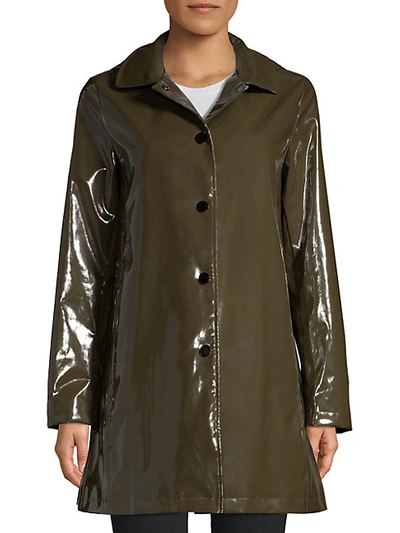 Shop Jane Post Women's Faux Fur-lined Rain Coat In Army