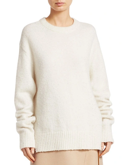 Shop Helmut Lang Brushed Alpaca-blend Sweater In Ecru