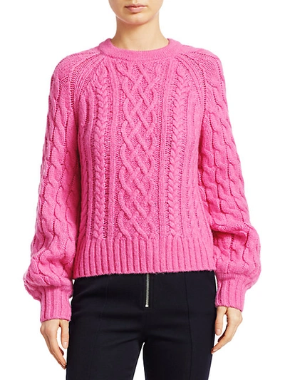 Shop A.l.c Mick Cable Knit Sweater In Bubble Gum