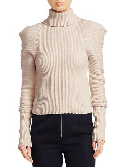 Shop A.l.c Maura Puff-sleeve Turtleneck Sweater In Off White