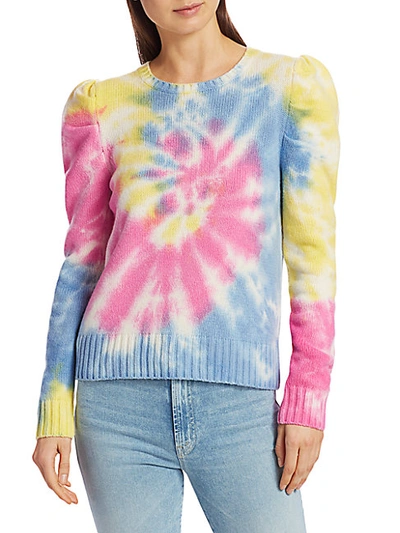 Shop Generation Love Women's Tyrell Tie-dye Puff-sleeve Sweater In Rainbow