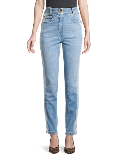Shop Versace High-waist Jeans In Denim Blue