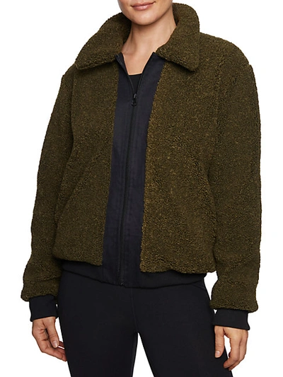 Shop Betsey Johnson Faux Shearling Jacket In Olive